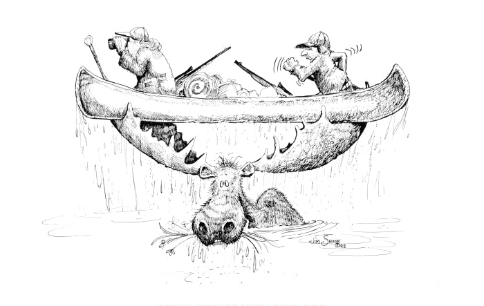 Moose & Canoe Print